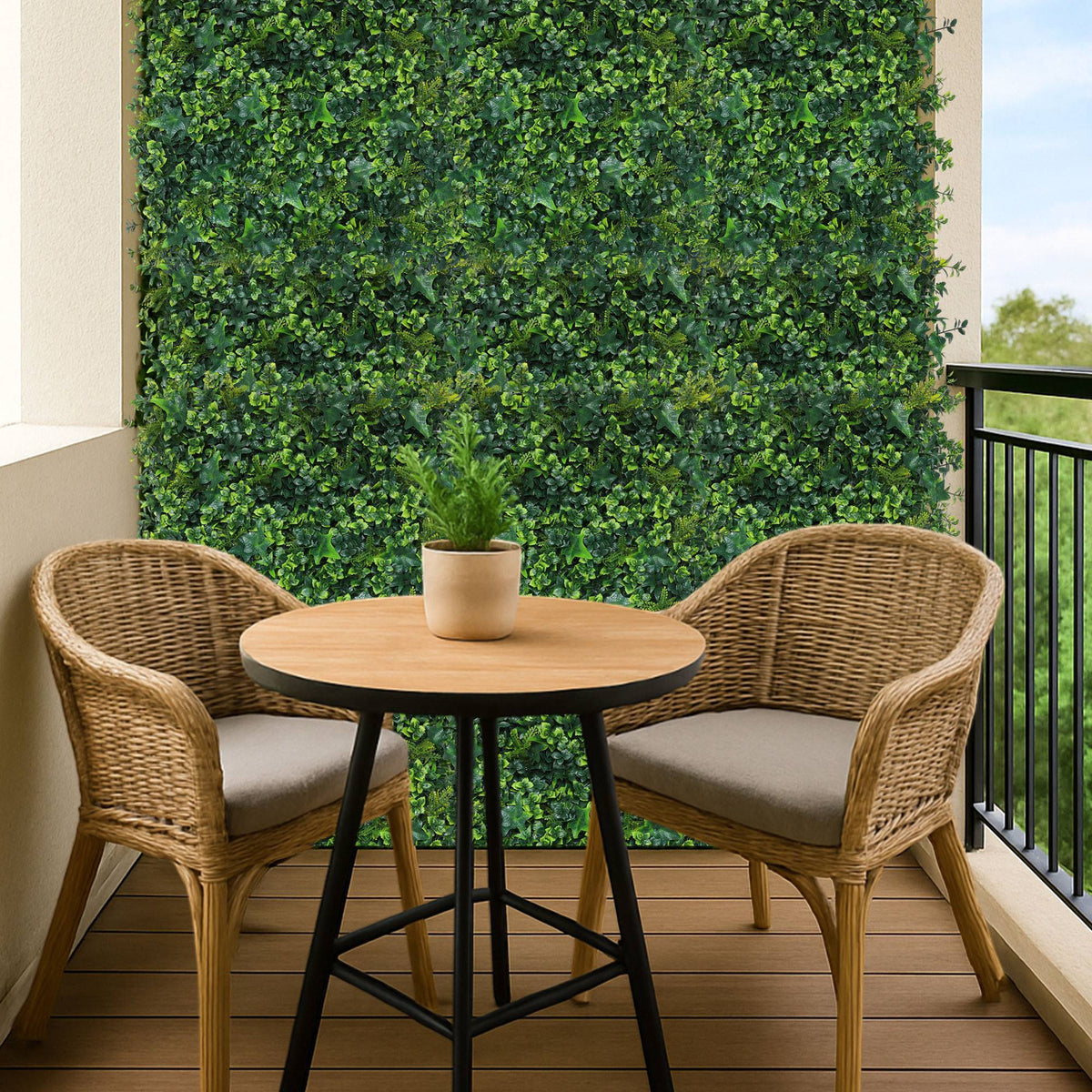 Panel jardín vertical artificial seto 100x100cm hojas mixtas (4)