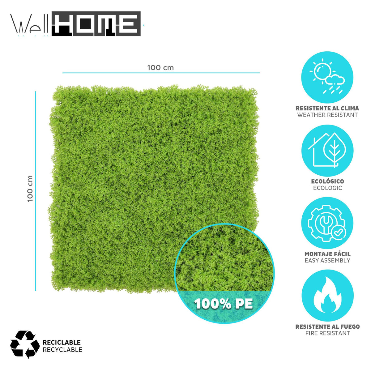 Panel jardín vertical artificial seto 100x100cm verde exuberante (2)