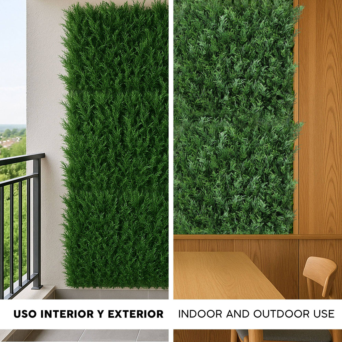Panel jardín vertical artificial seto 100x100cm cedro verde (3)