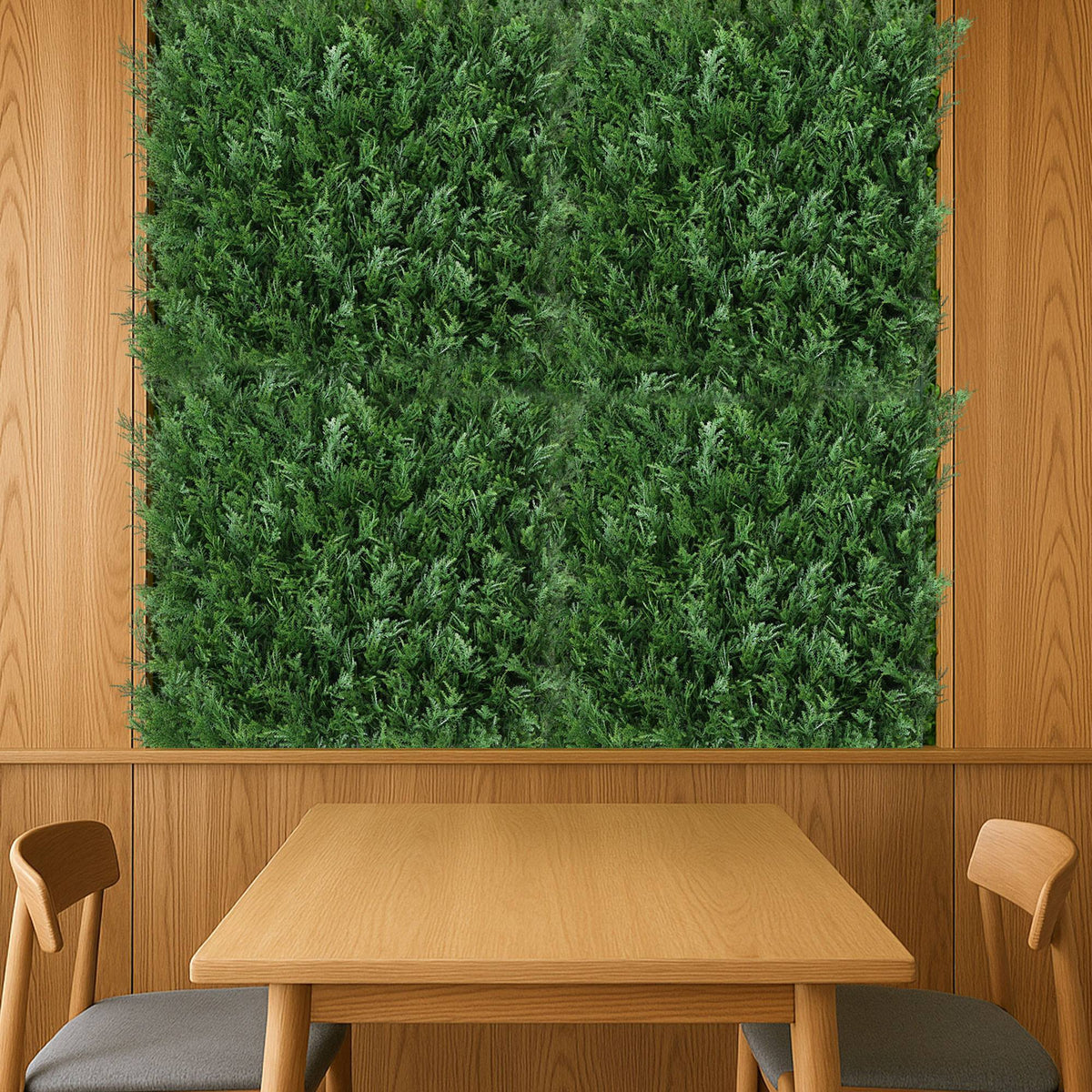 Panel jardín vertical artificial seto 100x100cm cedro verde (5)