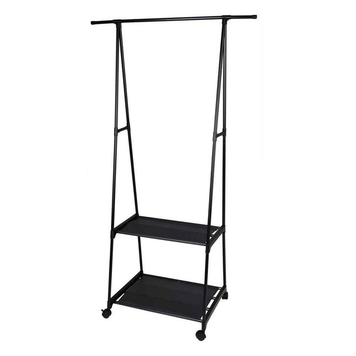 Perchero de ropa marco metal doble capa poliéster 85x45x157cm