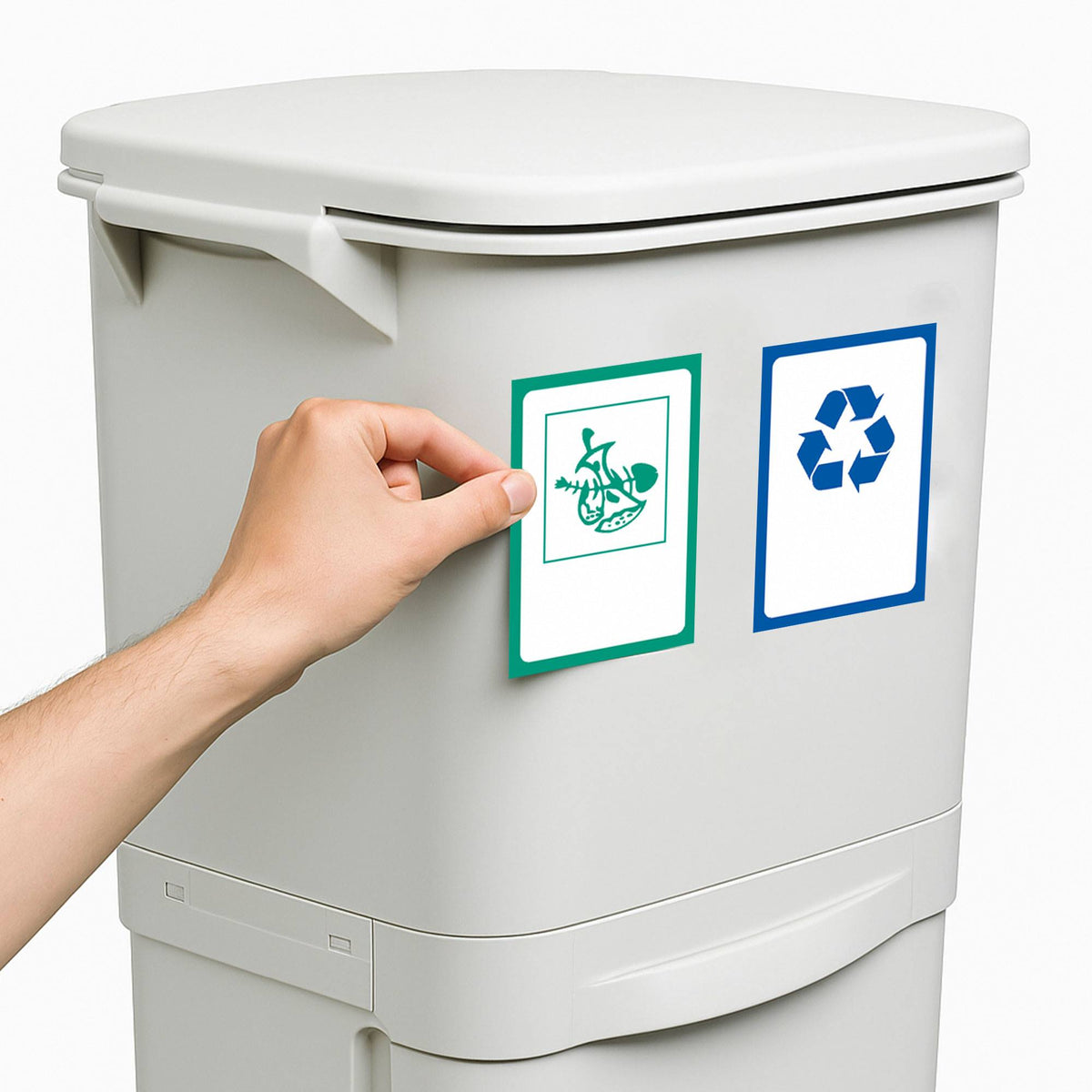 Papelera reciclaje doble comp. pedal y ruedas blanco 38L (3)