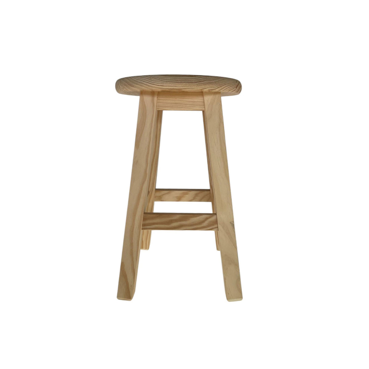 Taburete de madera maciza redondo color natural 29x29x50cm (6)