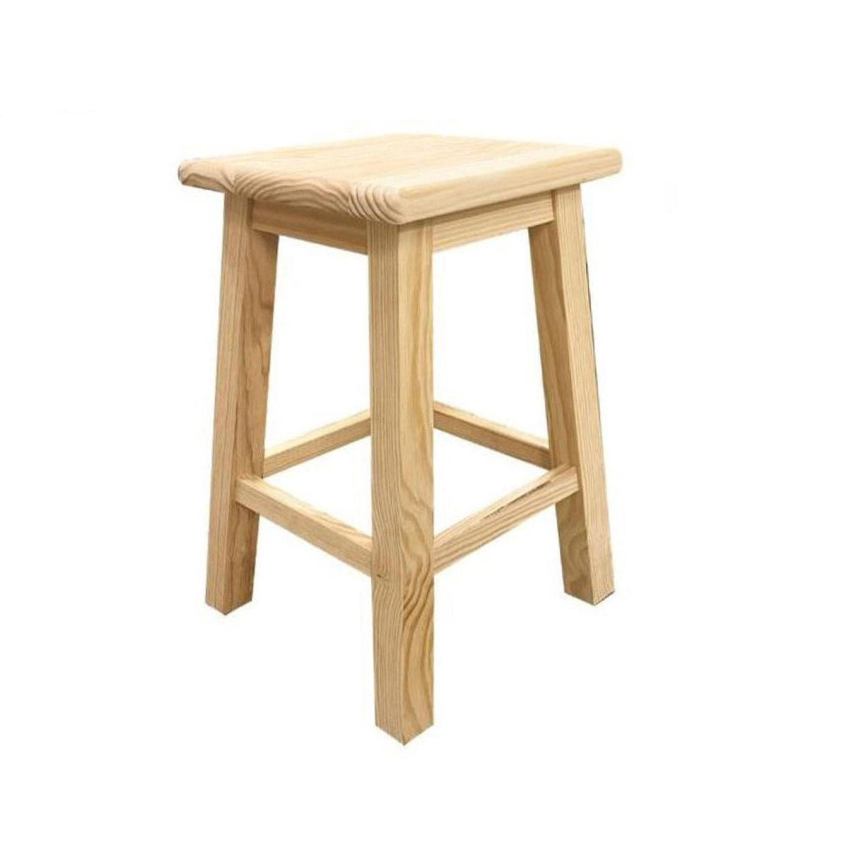 Taburete de madera maciza cuadrado color natural 31x31x50cm