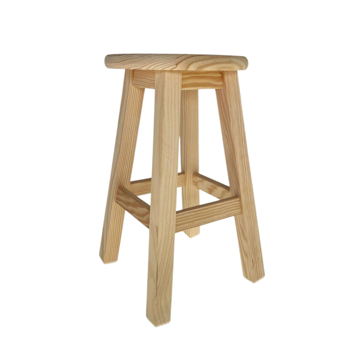 Taburete de madera maciza cuadrado color natural 31x31x50cm (5)