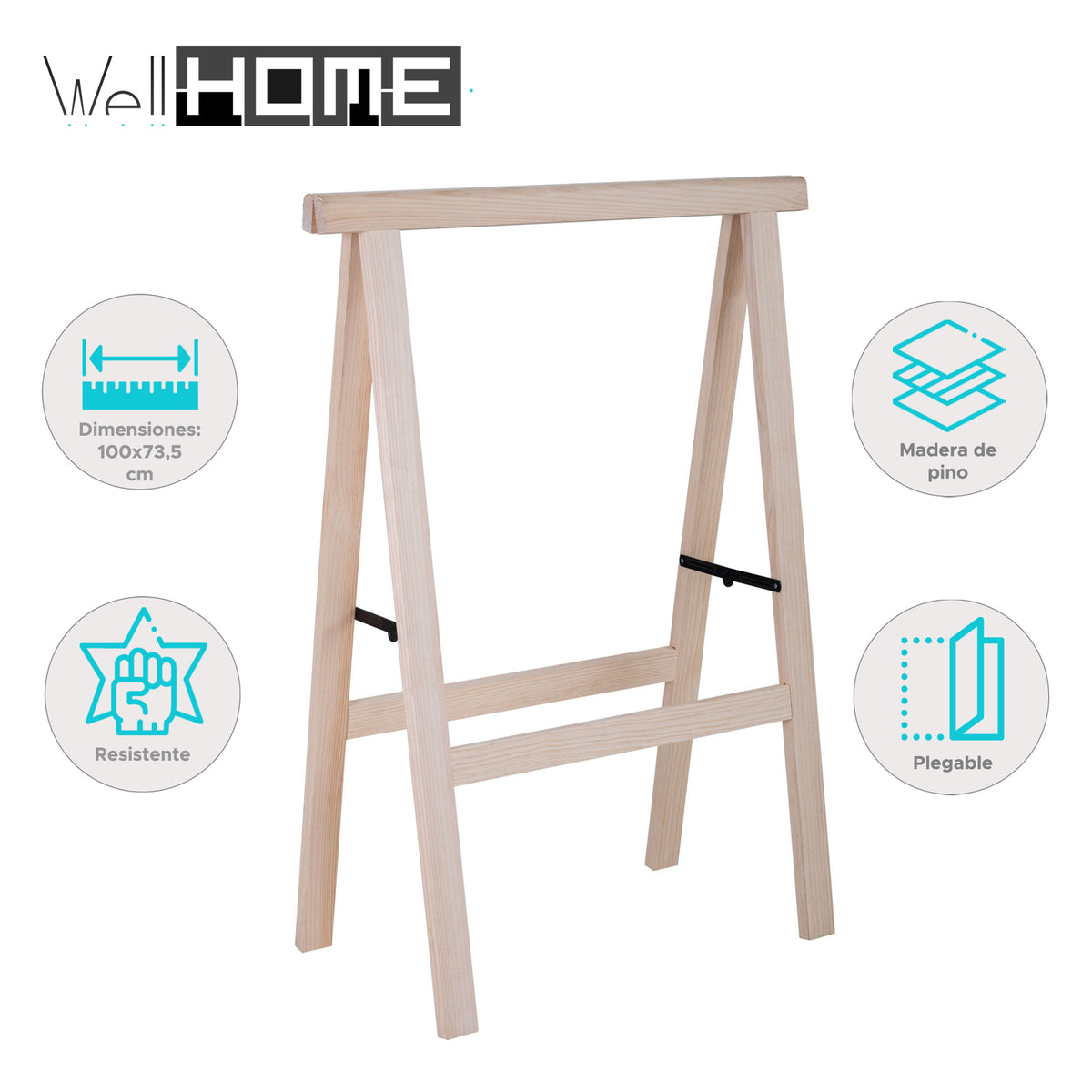 Pack de 2 caballetes de madera plegables 100x73,5cm (2)
