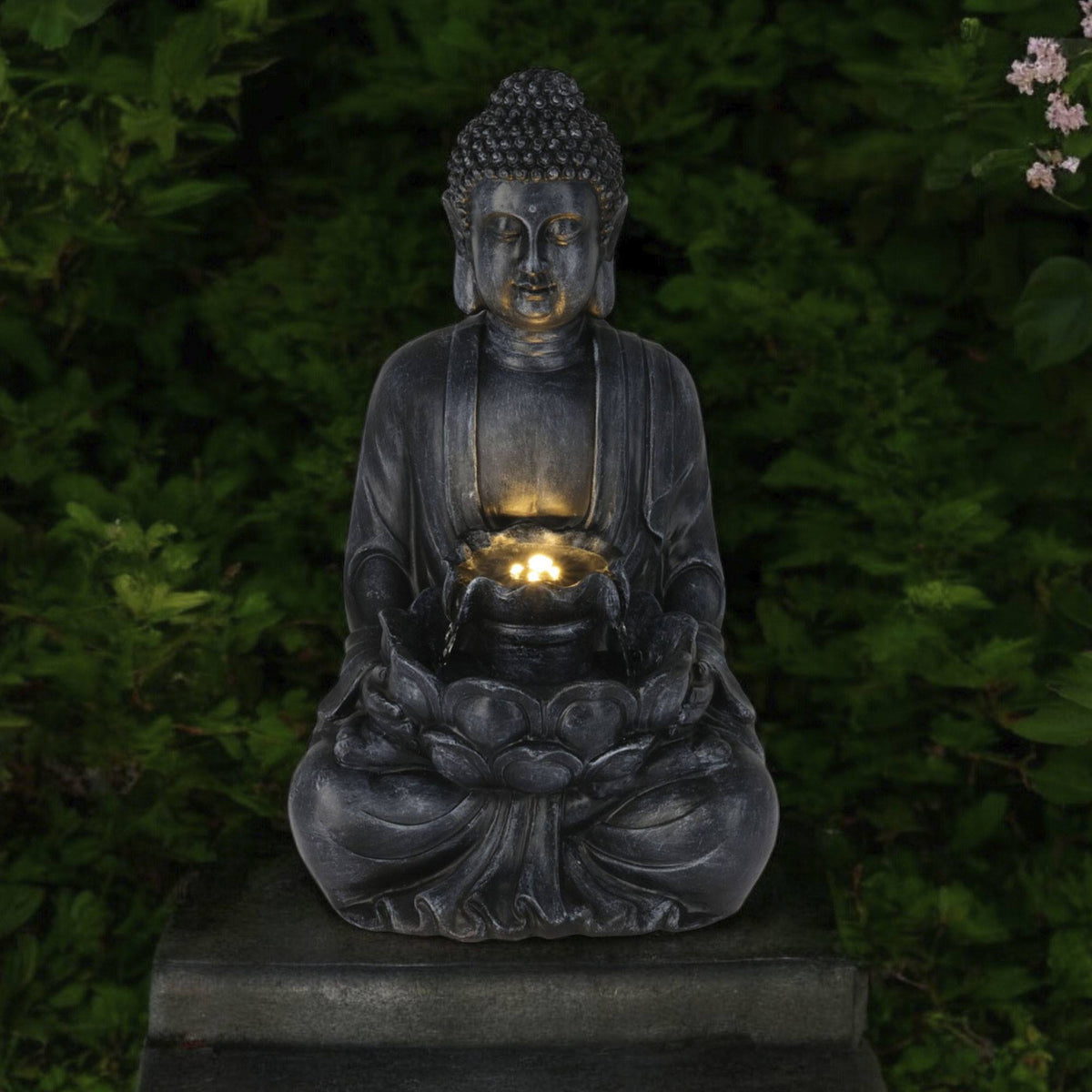 Fuente Buda LED color negro para exterior 28,5x24,5x48cm (3)