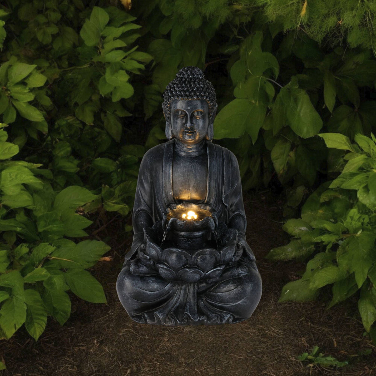 Fuente Buda LED color negro para exterior 28,5x24,5x48cm (4)