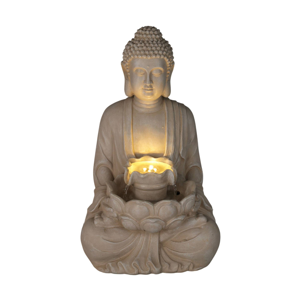 Fuente Buda LED color arena para exterior 28,5x24,5x48cm