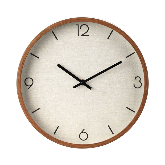 Reloj de pared vintage aspecto madera esfera tela beige Ø30cm