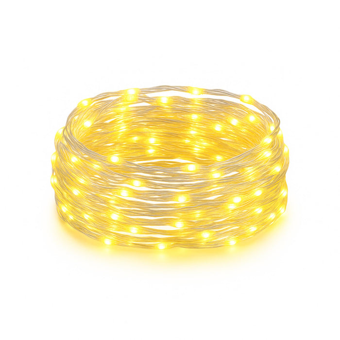 Cadena luces solares 480 LED blanco cálido con mando a distancia