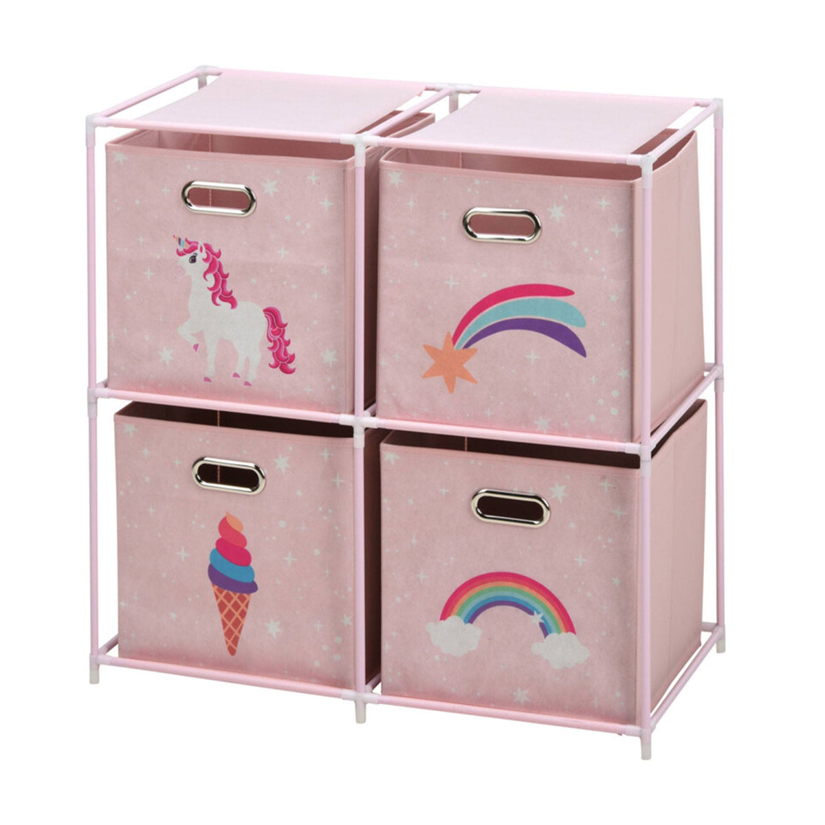 Cajonera infantil 4 compartimentos marco metal color rosa