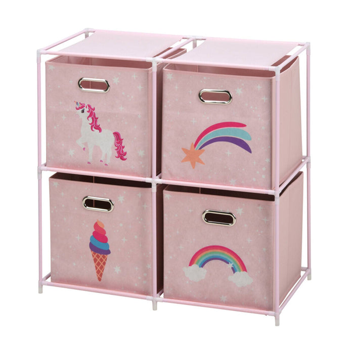 Cajonera infantil 4 compartimentos marco metal color rosa