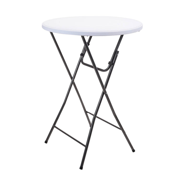 Mesa alta blanca con patas negras Ø80x110cm