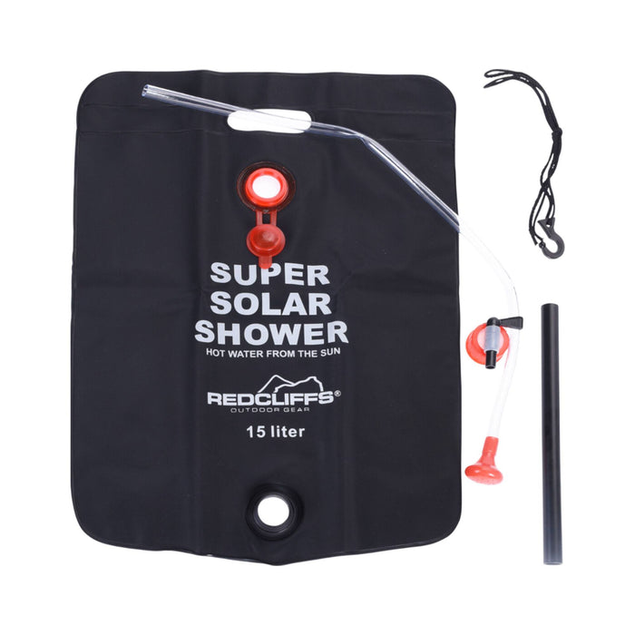 Bolsa de ducha de camping con rociador 15L color negro