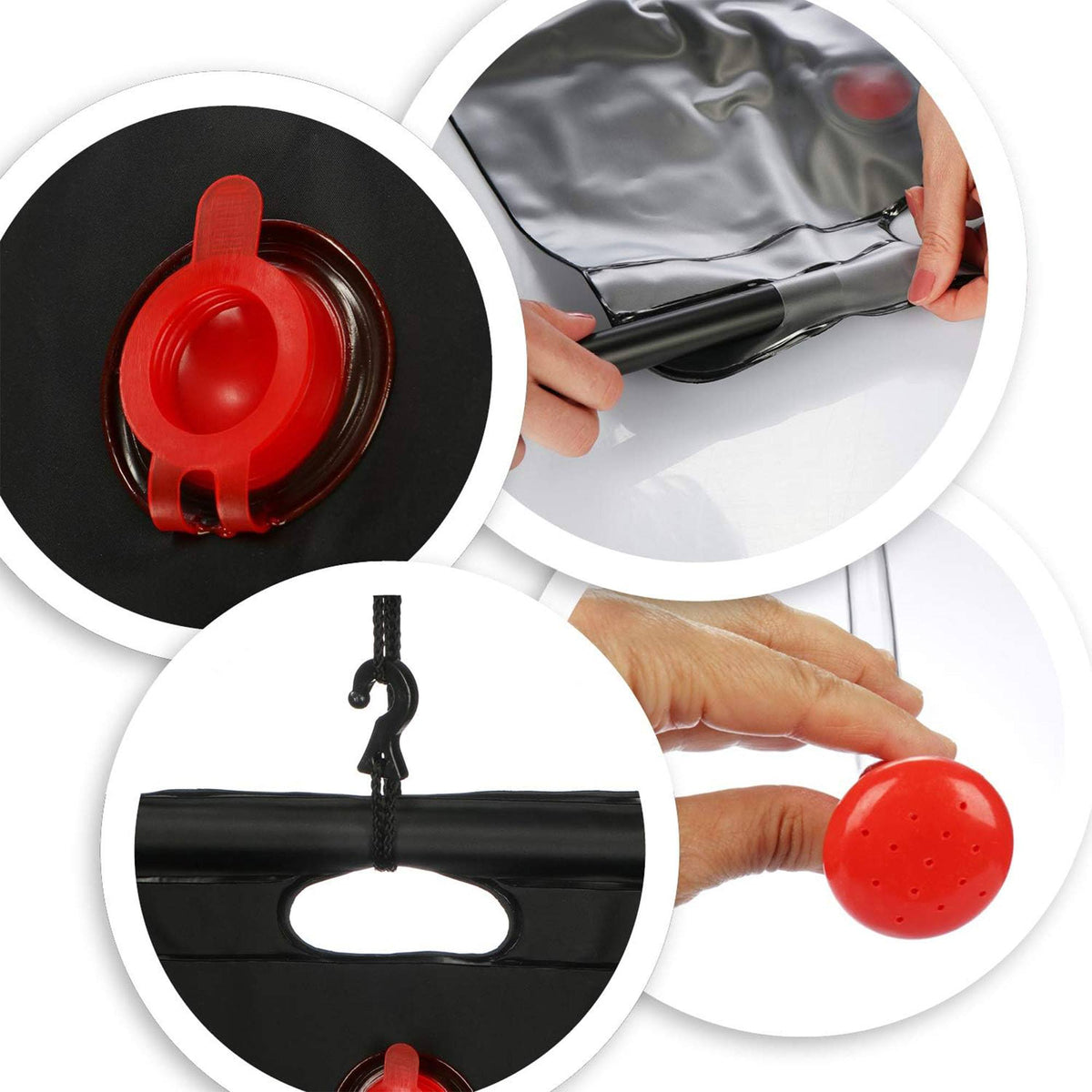 Bolsa de ducha de camping con rociador 15L color negro (6)