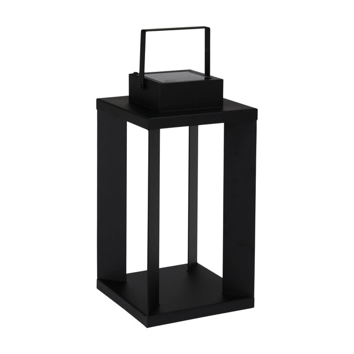 Linterna solar de metal negro 25 LED blanco cálido 22x22x42cm