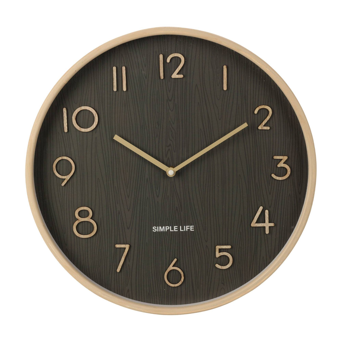 Reloj de pared de madera moderno marrón oscuro Ø38x5cm
