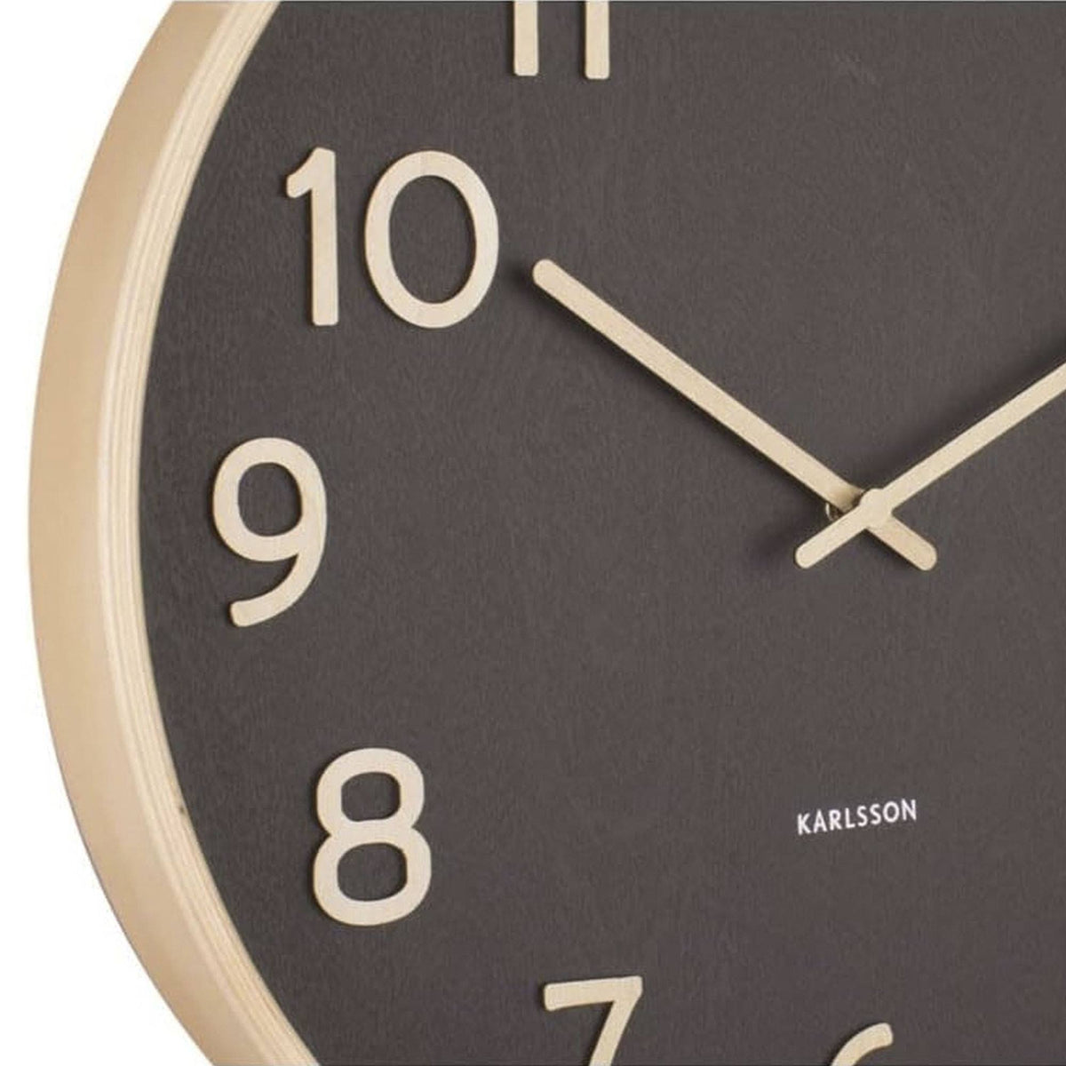Reloj de pared de madera moderno marrón oscuro Ø38x5cm (5)