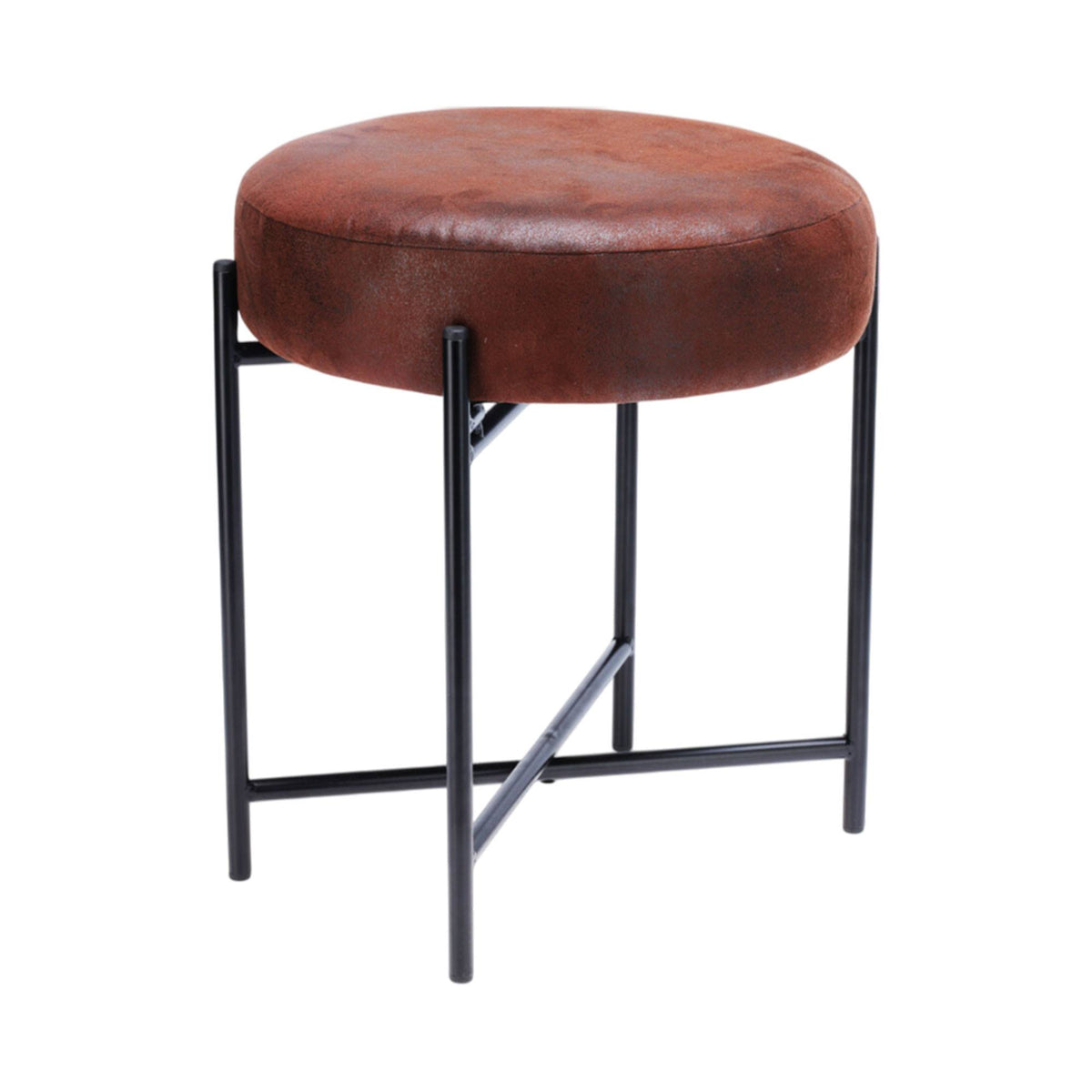 Taburete madera contrachapada con tela marrón oscuro 36x36x40cm