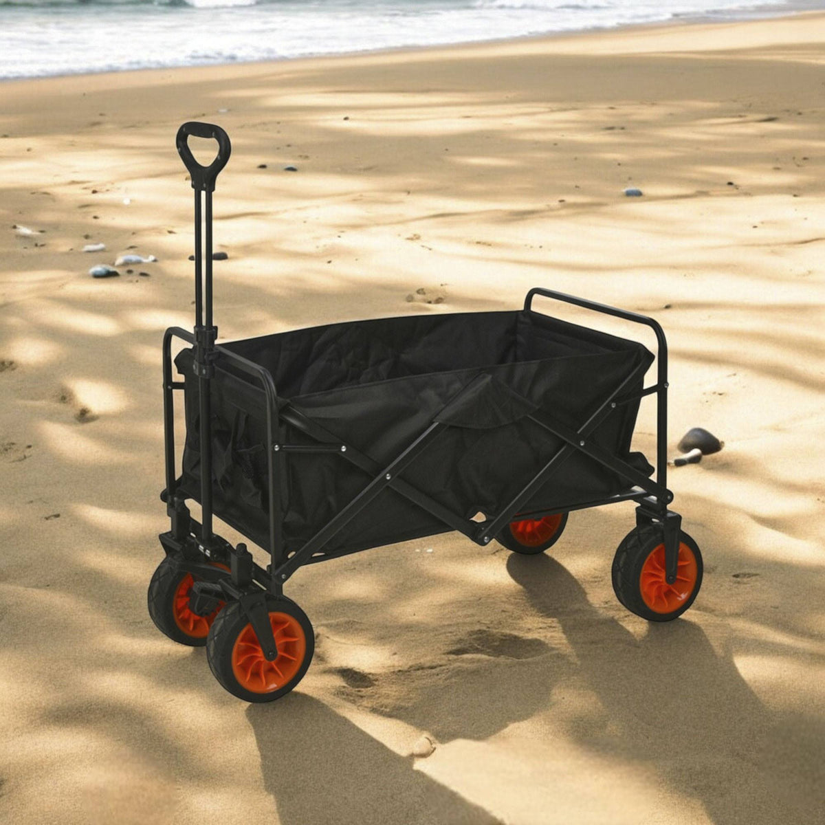 Carro de playa plegable acero y poliéster negro 87x54x59cm (3)