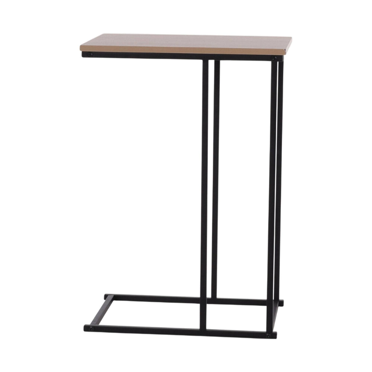 Mesa auxiliar de metal con tapa MDF melamina natural 40x26x58cm