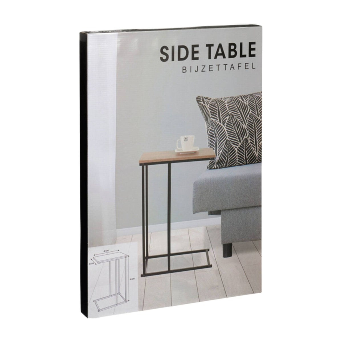 Mesa auxiliar de metal con tapa MDF melamina natural 40x26x58cm (3)