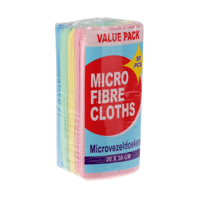 Juego de 50 paños de microfibra 30x30cm 100% poliéster 4 colores