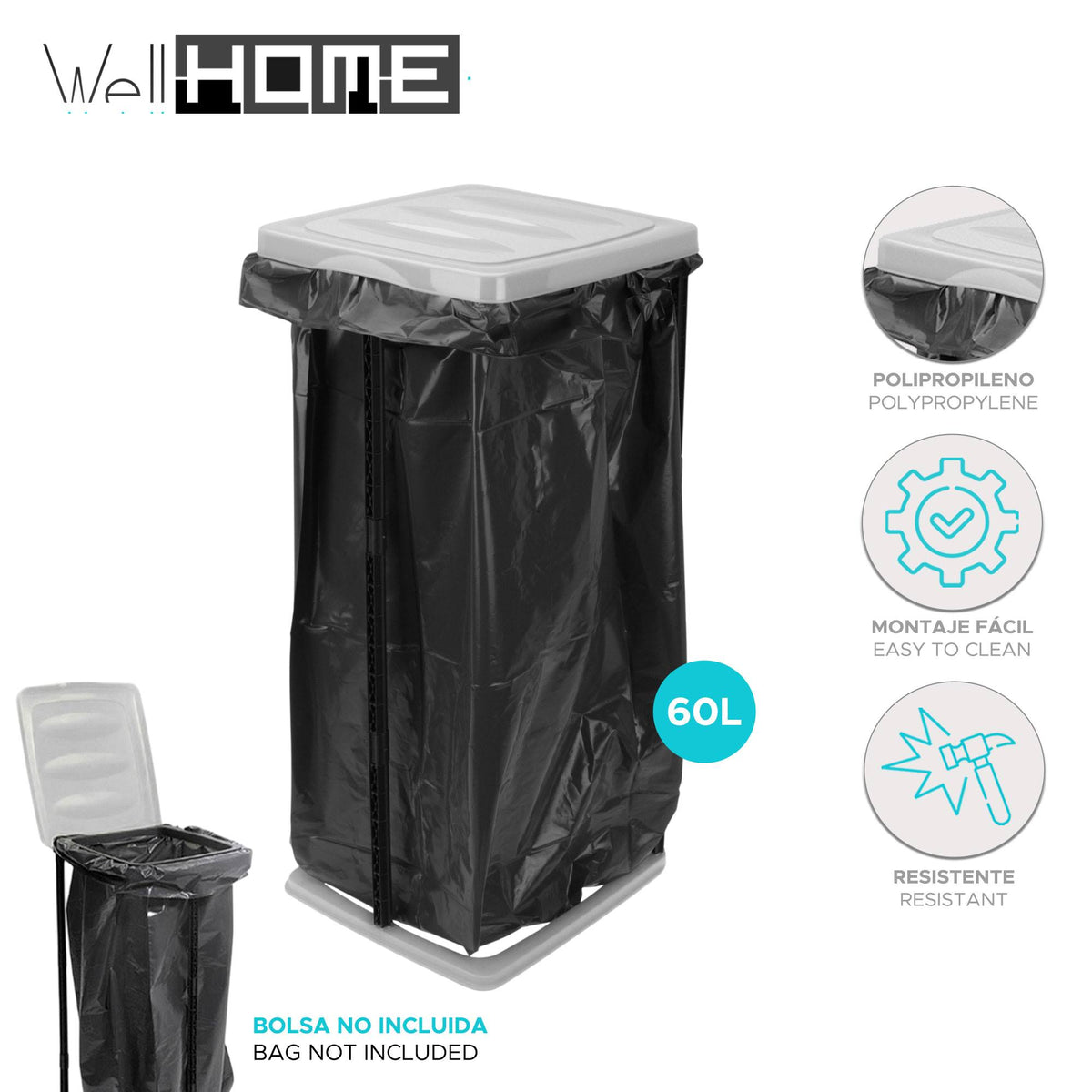 Cesto de basura con tapa 60L (2)