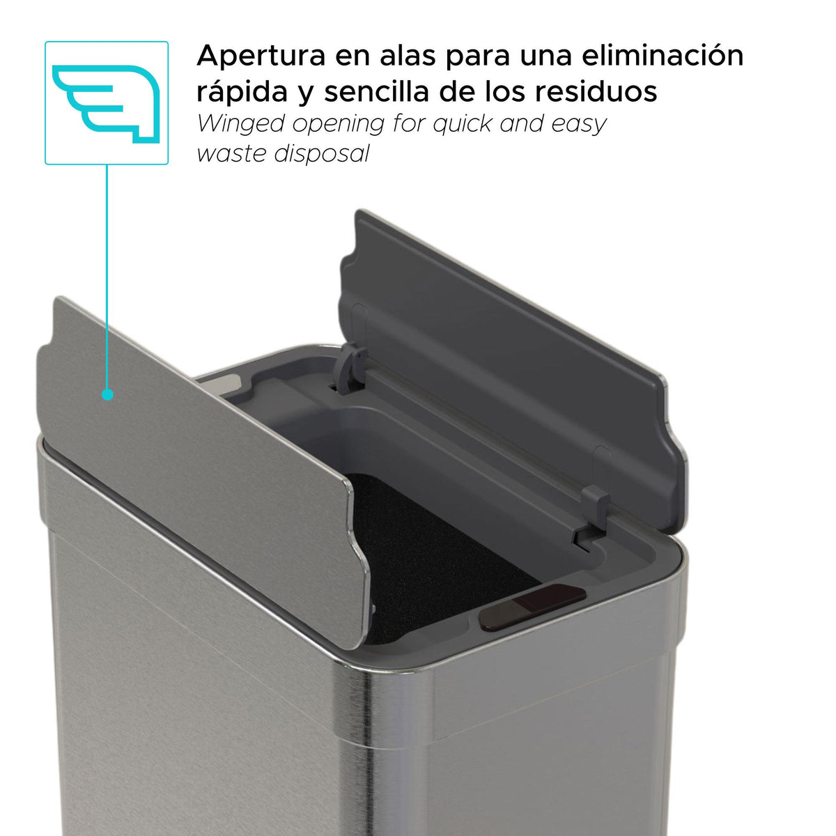 Cubo de basura acero inox sensor automático 50L gris metálico (4)