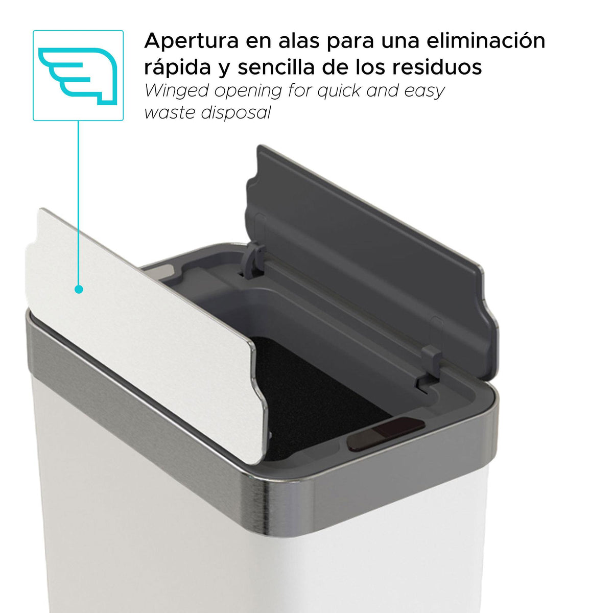 Cubo de basura acero inox sensor automático 50L blanco (4)