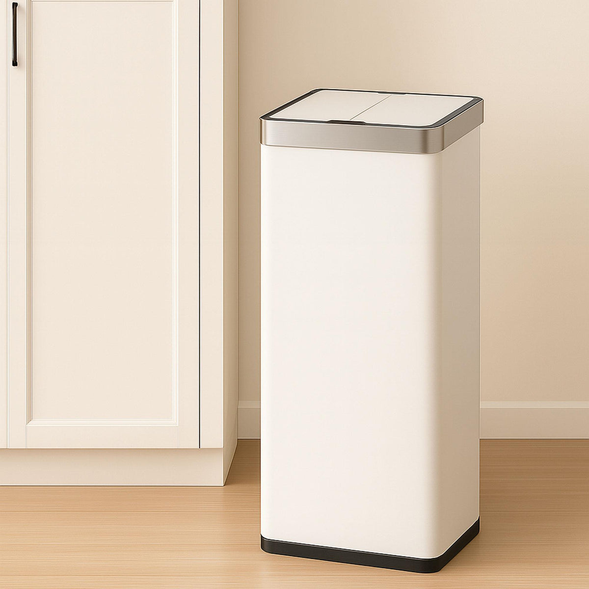 Cubo de basura acero inox sensor automático 70L blanco (5)