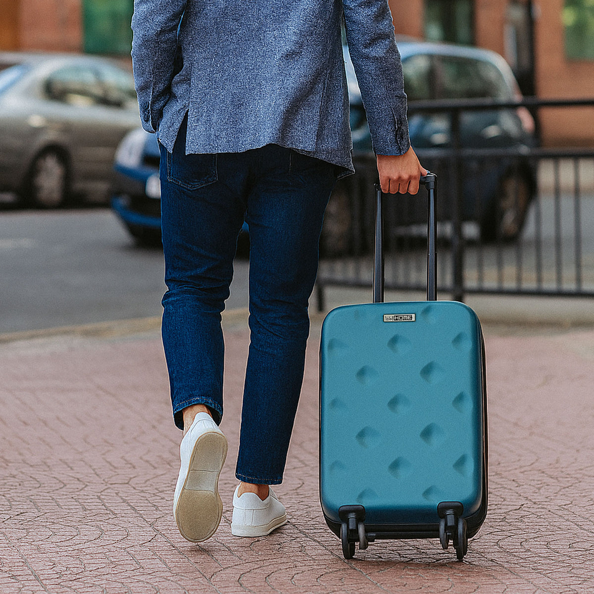 Maleta de cabina 20 pulgadas plegable ABS 4 ruedas azul grisáceo (4)