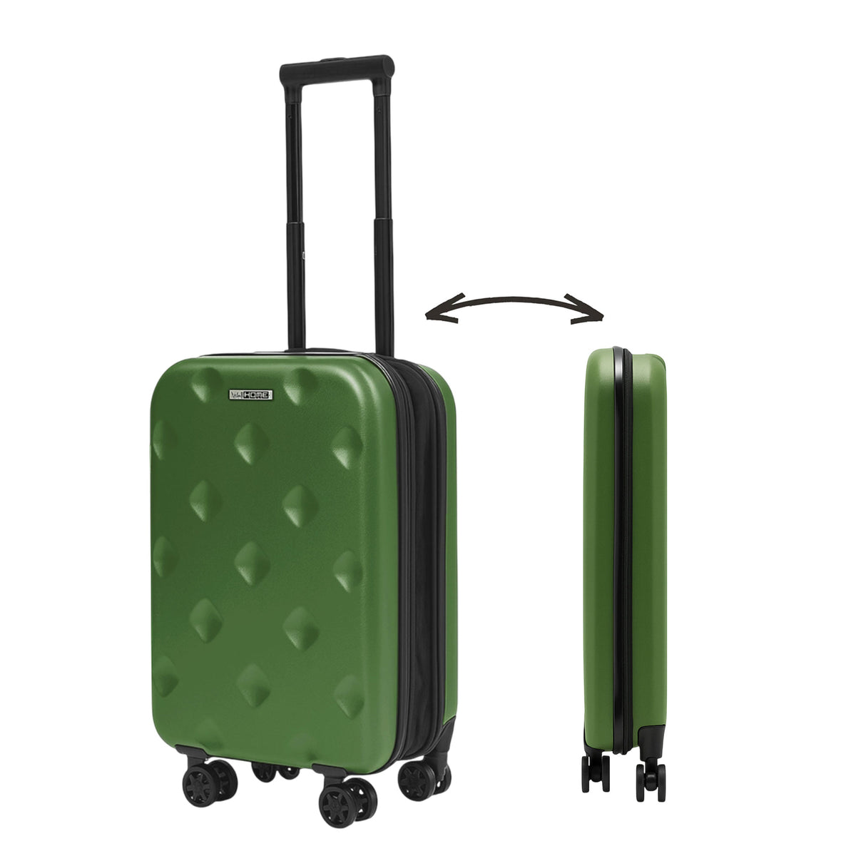 Maleta de cabina 20" plegable ultrafina ABS 4 ruedas verde musgo