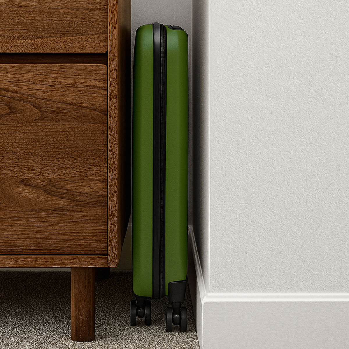 Maleta de cabina 20" plegable ultrafina ABS 4 ruedas verde musgo (3)