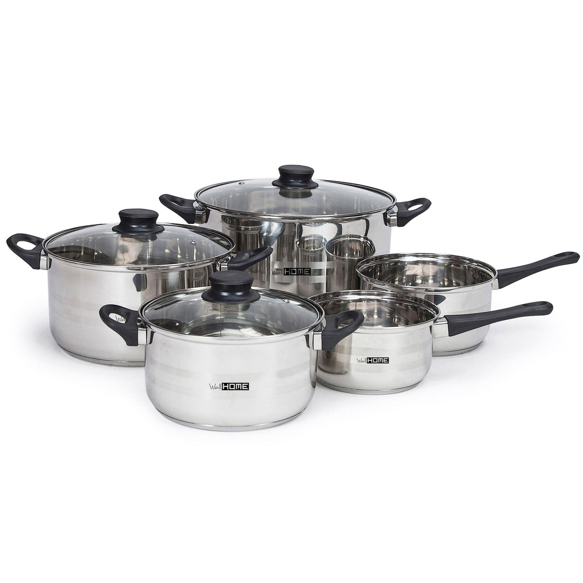Batería de cocina 8 pzs acero inox inducción mangos ergonómicos