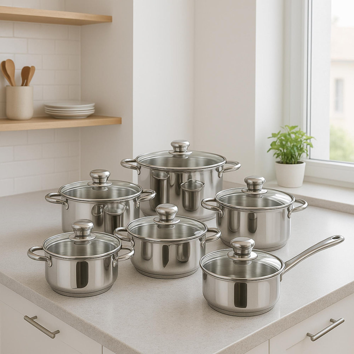Batería de cocina 12 pzs acero inox inducción mangos ergonómicos (3)