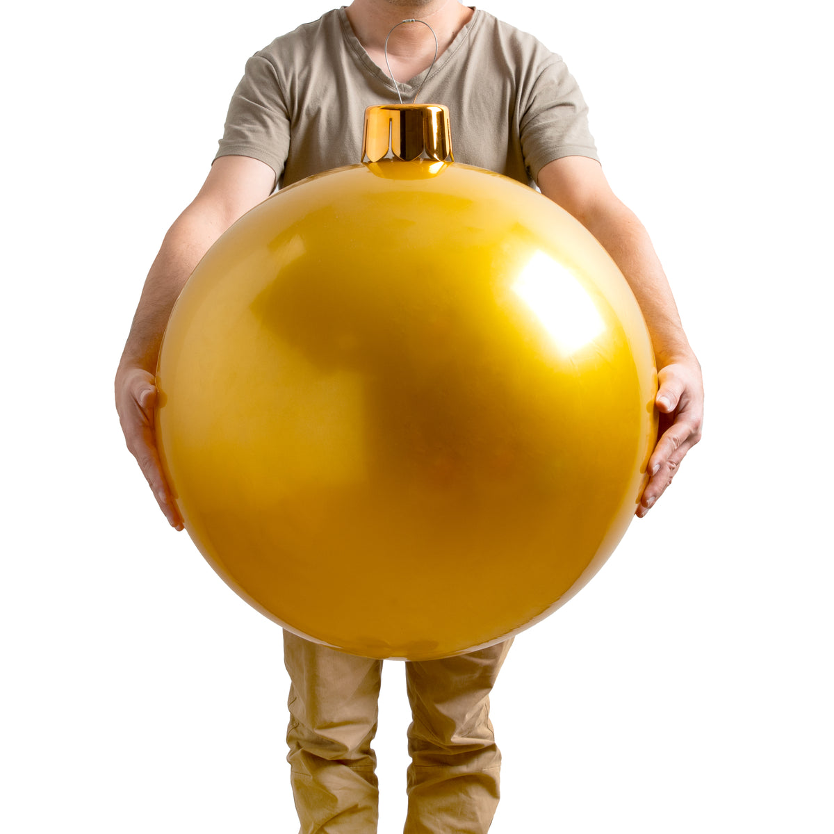 Bola de Navidad inflable dorada Ø4,5cm con ventosa y accesorios (5)