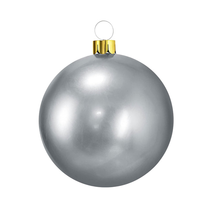 Bola de Navidad inflable plateada Ø6,5cm con ventosa y accesorios