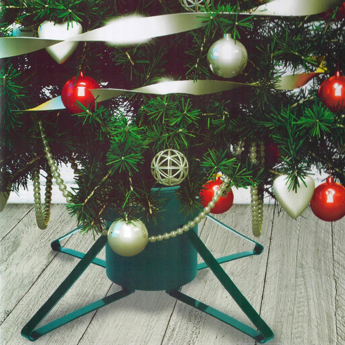 Soporte para árbol de Navidad con patas metálicas y depósito agua (3)