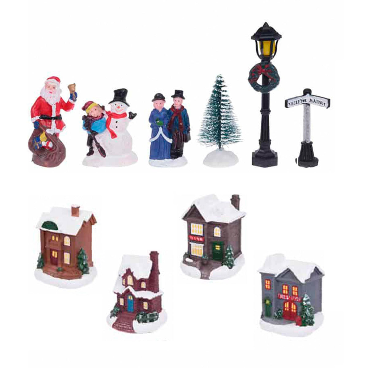 Pueblo navideño decorativo 14 pzs con luces LED
