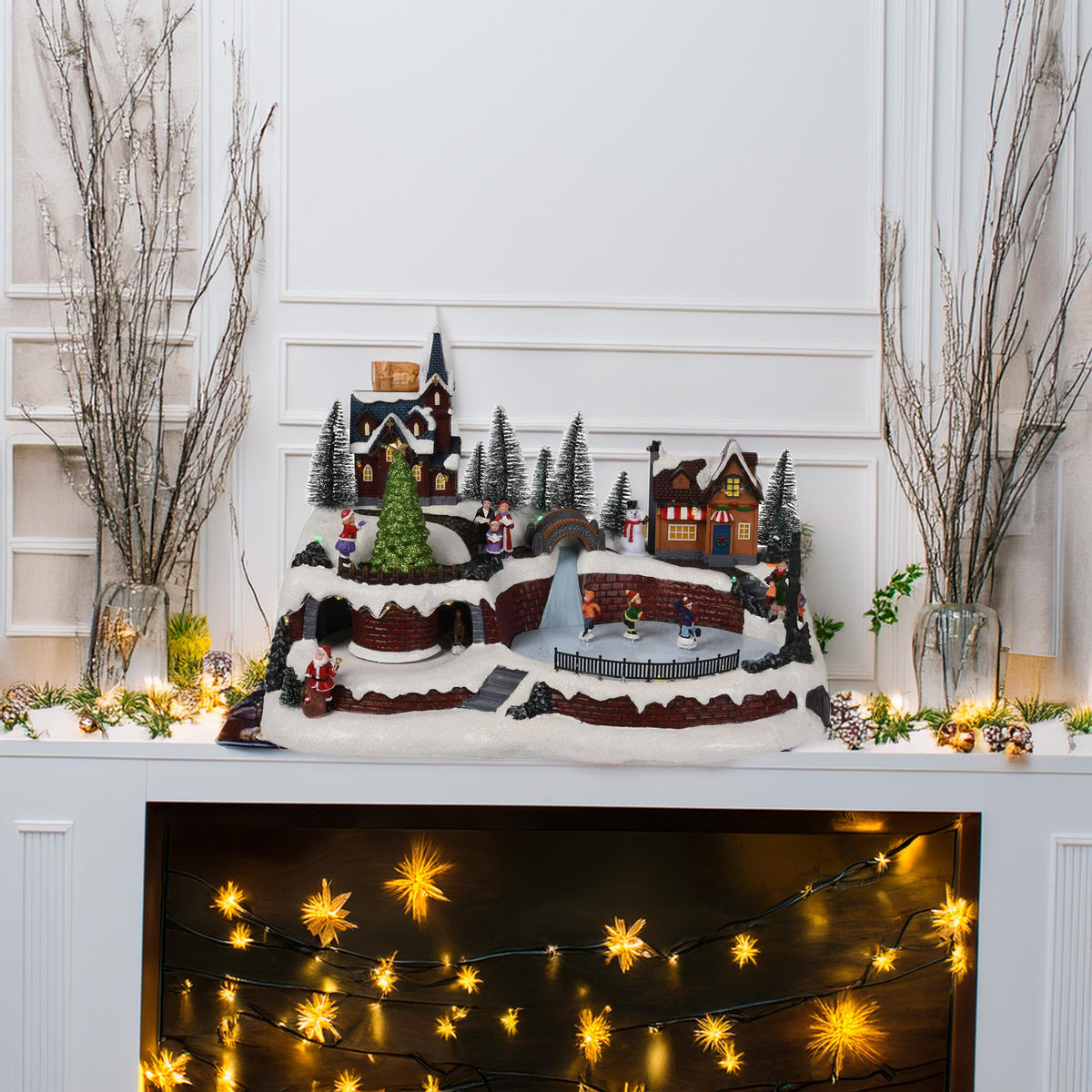 Escena navideña decorativa con luces LED y música 41x26x27cm (3)