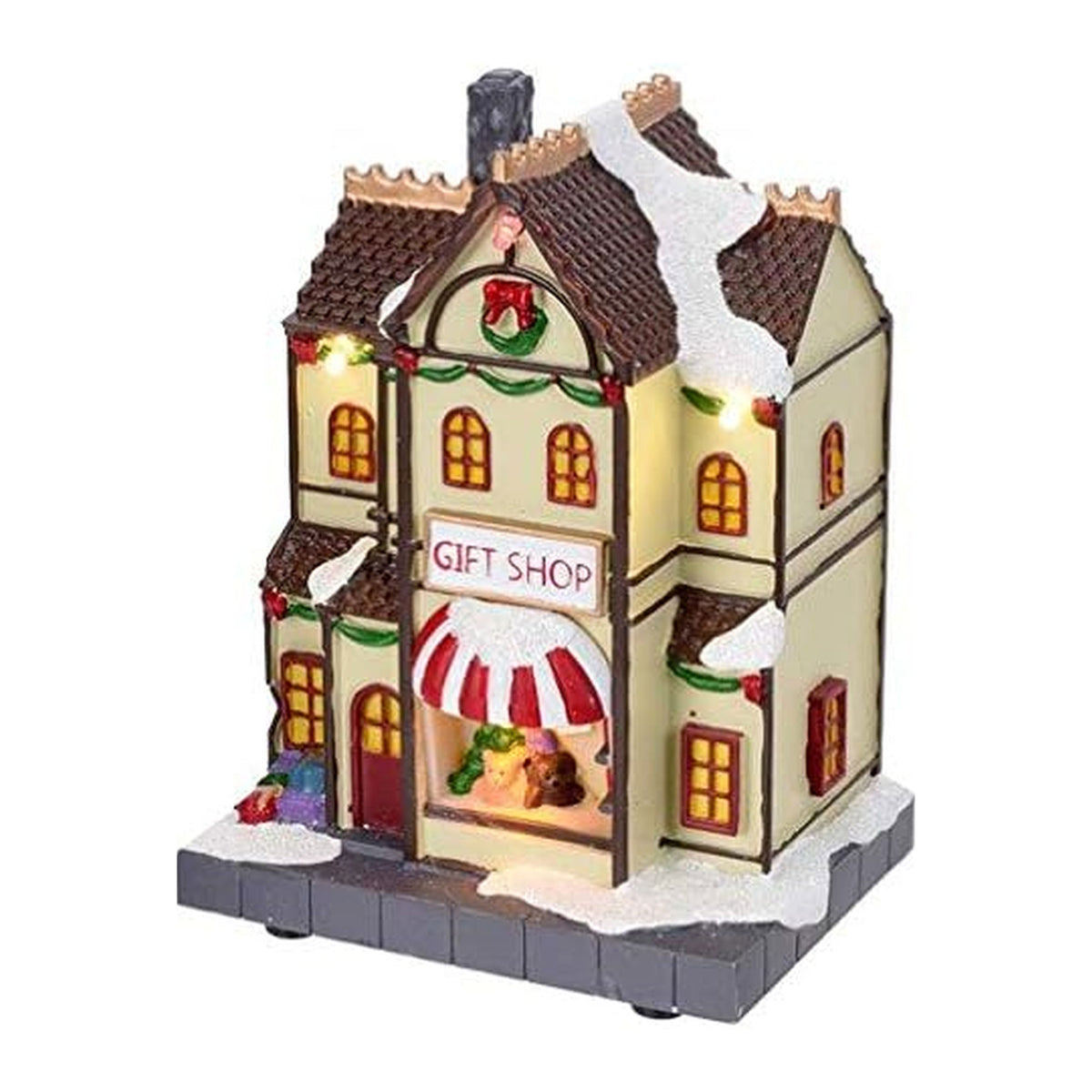 Conjunto de 14 pzs escena pueblo navideño con iluminación LED (7)