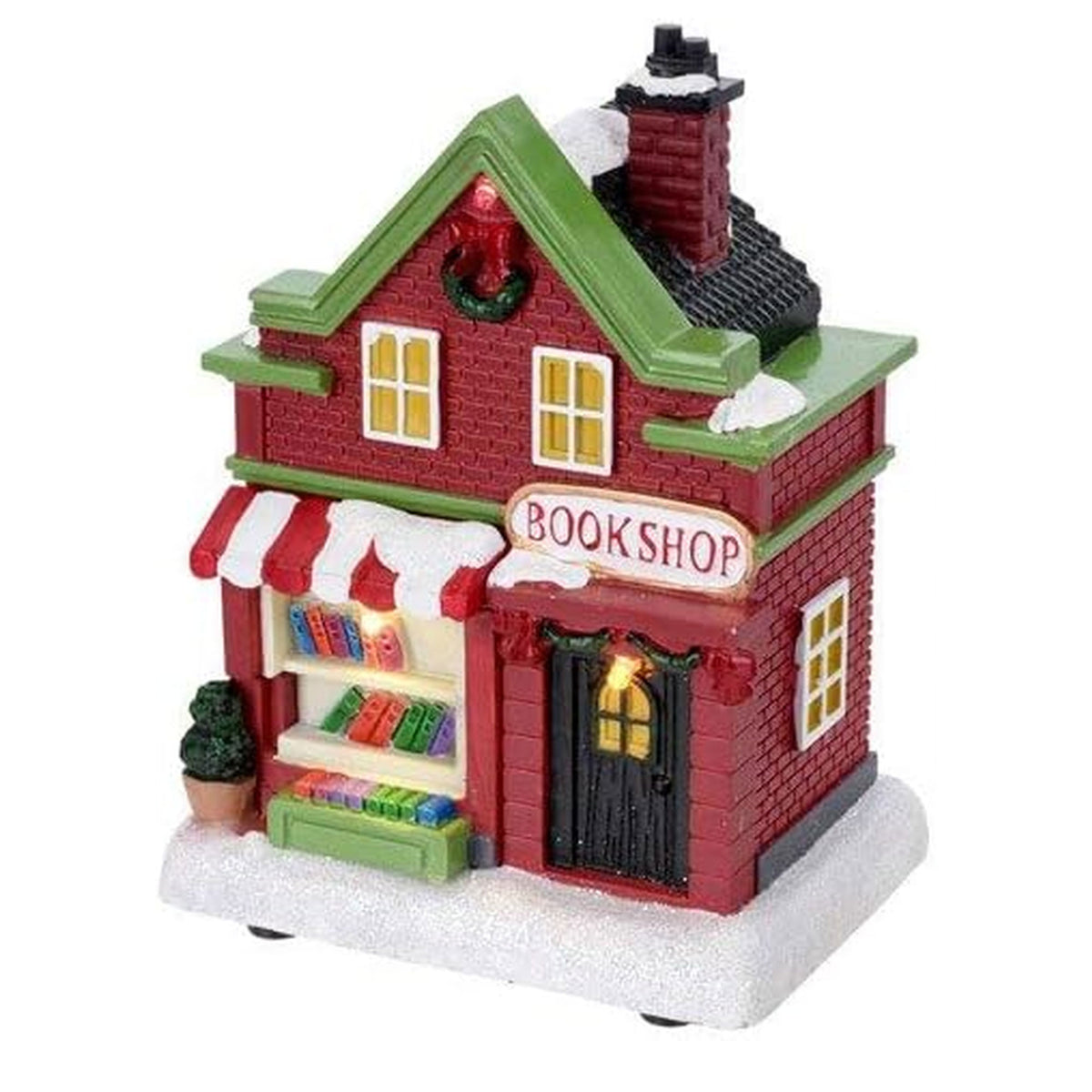 Conjunto de 14 pzs escena pueblo navideño con iluminación LED (8)