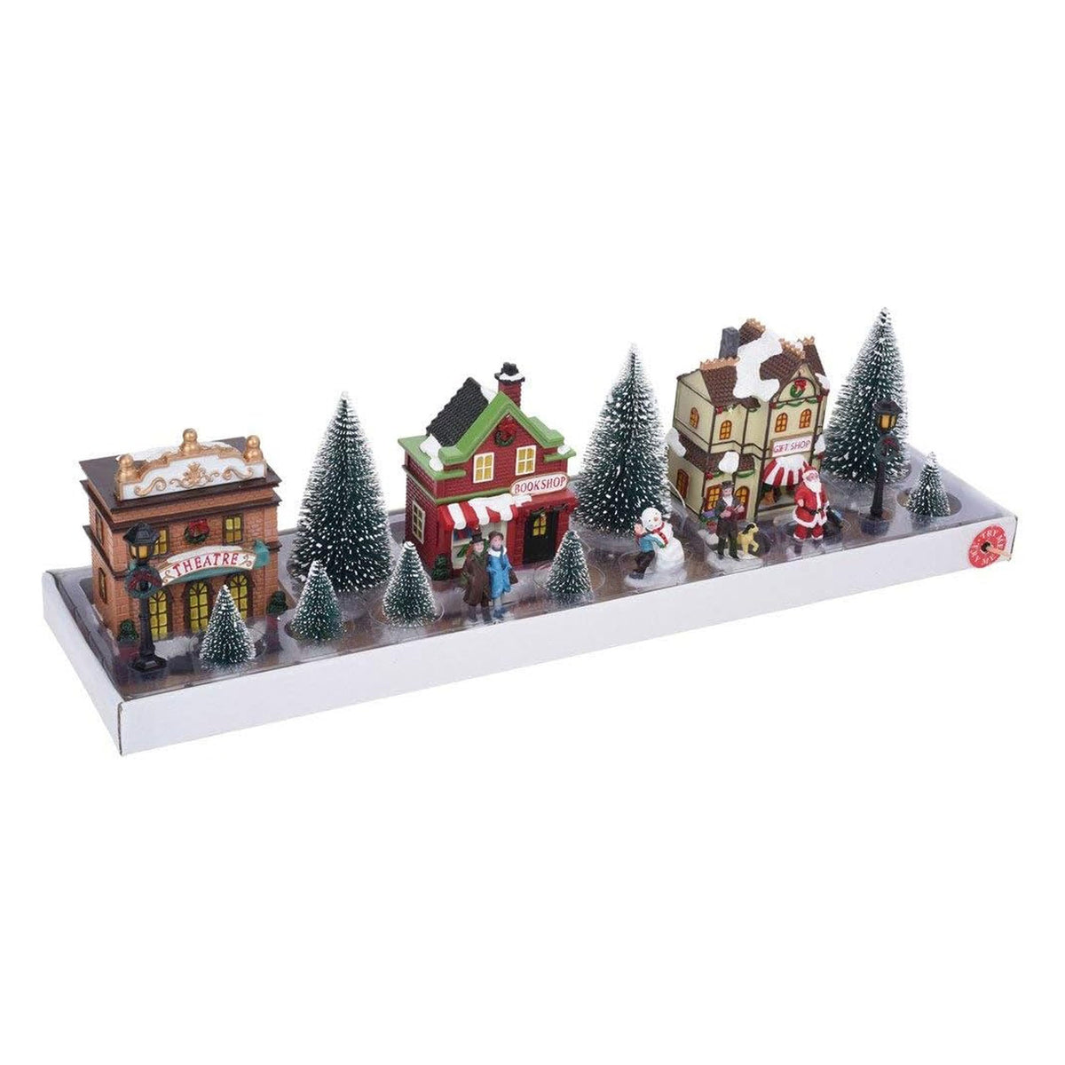 Conjunto de 14 pzs escena pueblo navideño con iluminación LED (10)