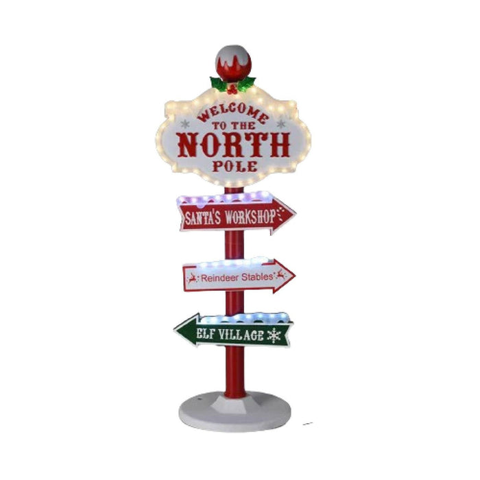 Letrero decorativo exterior Polo Norte con LED H.95cm