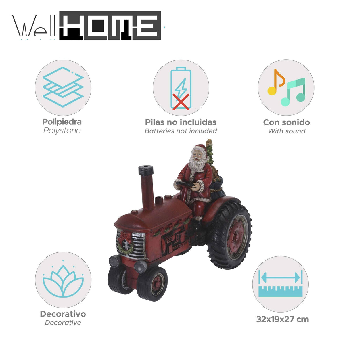 Tractor Papá Noel con pulverizador de nieve, sonido y luces LED (2)