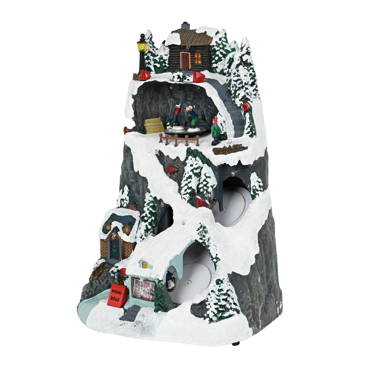 Pueblo navideño decorativo con luces LED y movimiento 19x17x30cm