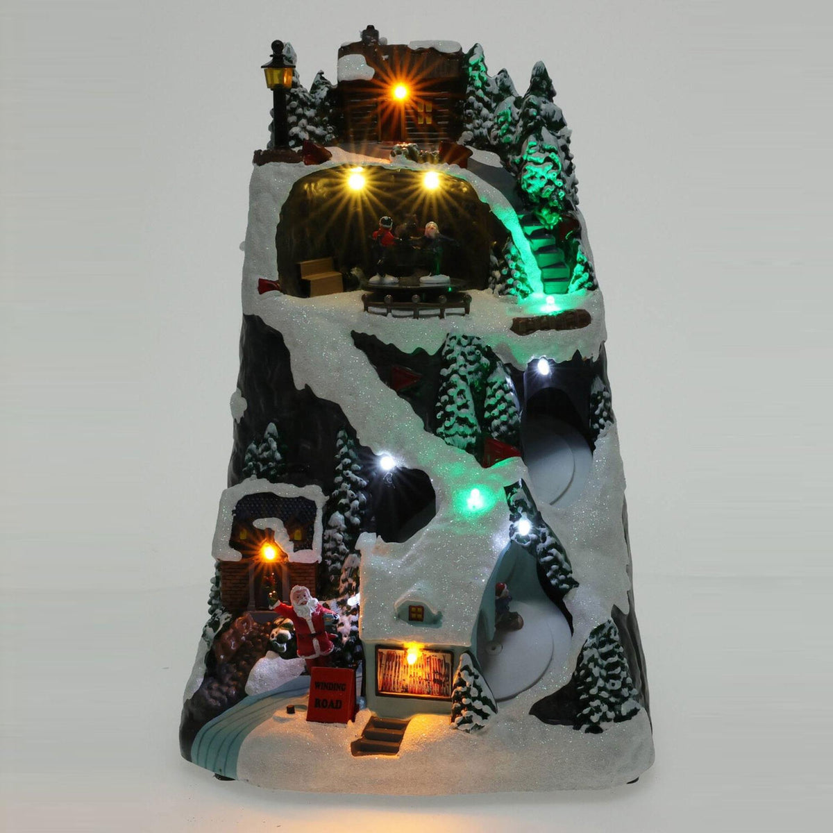 Pueblo navideño decorativo con luces LED y movimiento 19x17x30cm (6)