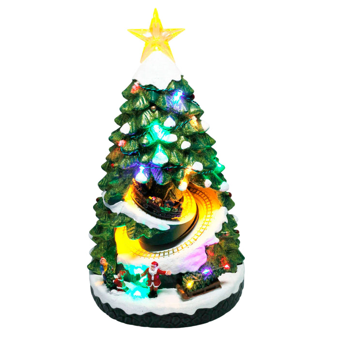 Árbol navideño decorativo con luces LED y movimiento 21x22x38cm